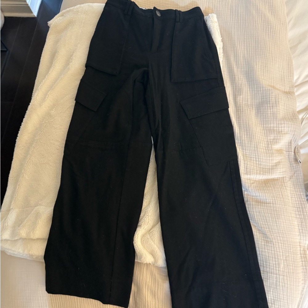 VINCE Black Wide-Leg Cargo Pants